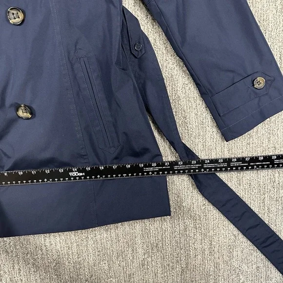 INTL DETAILS Women's Rain Jacket Coat Large Navy Lightweight Removable Hood - Picture 5 of 13